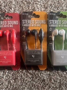 3 Vibe Stereo Sound Earbuds with Mic